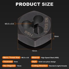 HSS M3.5 x 0.6 Metric Machine Thread Hex Die Right Hand High Speed Steel