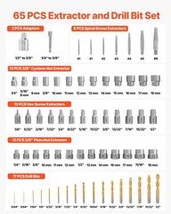 VEVOR Screw Extractor Set with Drill Bits Easy Out Nut Bolt Extractors 65 Pieces