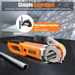 Handheld Electric Pipe Threader Threading Machine W/6 Pipe Cutter 1/2&Prime; &ndash; 2&Prime;