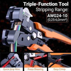 Crimping Tool Kit with 6PCS Crimping Die, Wire Stripper, 285PCS Terminals, for H