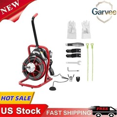 1/2 Inch x 75FT Electric Drain Auger Sewer Snake Machine with Cutters Gloves