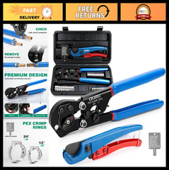 2-in-1 PEX Crimping Tool Set with Cutter & 35 Stainless Steel Clamps, 3/8&Prime;-1