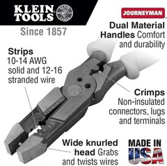 Hybrid Multi-Purpose Tool Klein Tools J215-8CR Pliers, Crimper, Wire Stripper, U