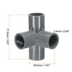 8pcs Tee Fitting 1/2&Prime; 4 Ways Connector Build Grade Pipe Coupling, Grey