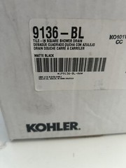 KOHLER Clearflo Square Design Tile-In Shower Drain in Matte Black K-9136-BL