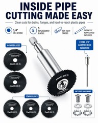 Inside Pipe Cutter for PVC Pipe with 5 Replacement Saw Blades 1/4 Inch Hex Shank