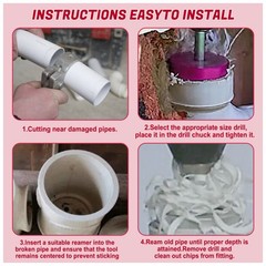 4 Pcs PVC Pipe Reamer Kit With 1-1/2 Inch 2 Inch 3 Inch 4 Inch Pipe Fitting E4