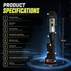 Press Tool Kit Brushless Motor Hydraulic Press Tool with 350&deg; Rotation