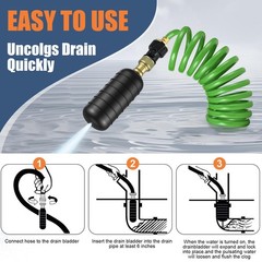 3 Pcs Drain Bladder Kit, Drain Cleaning Bladder Fits 1&Prime; to 6&Prime; Pipes, with 10 ft