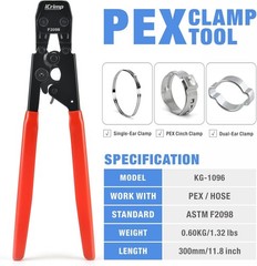 High-Performance PEX Ratcheting Clamp Tool with Calibration Gauge &ndash; 1 Inch Size