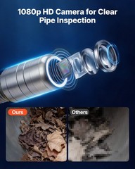 VEVOR Sewer Camera with WiFi 65.6ft/20m IP68 Drain Pipeline Camera 12 LED Lights