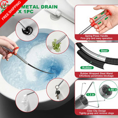 EastLink Drain Snake 18 Set: 35.5&Prime; Clog Remover (x1), 30&Prime; Steel Red