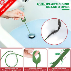 EastLink Drain Snake 18 Set: 35.5&Prime; Clog Remover (x1), 30&Prime; Steel Red