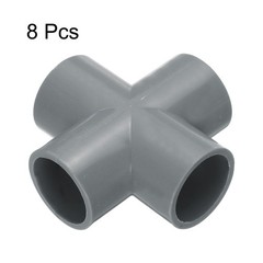 8pcs PVC Fitting 3/4&Prime; 4 Ways Connector Build Grade Pipe Coupling, Grey