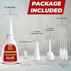 Waterproof Super Glue for Ceramic, Pottery Repair &ndash; 4 Pack, No Smell, 20g