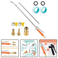 Adjustable Nozzle Spray Wand 44 Inch Stainless Steel Built in Shut off Valve