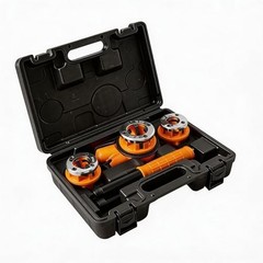 Ratchet Pipe Threader Kit with 3 NPT Dies for Metal Pipes and Storage Case