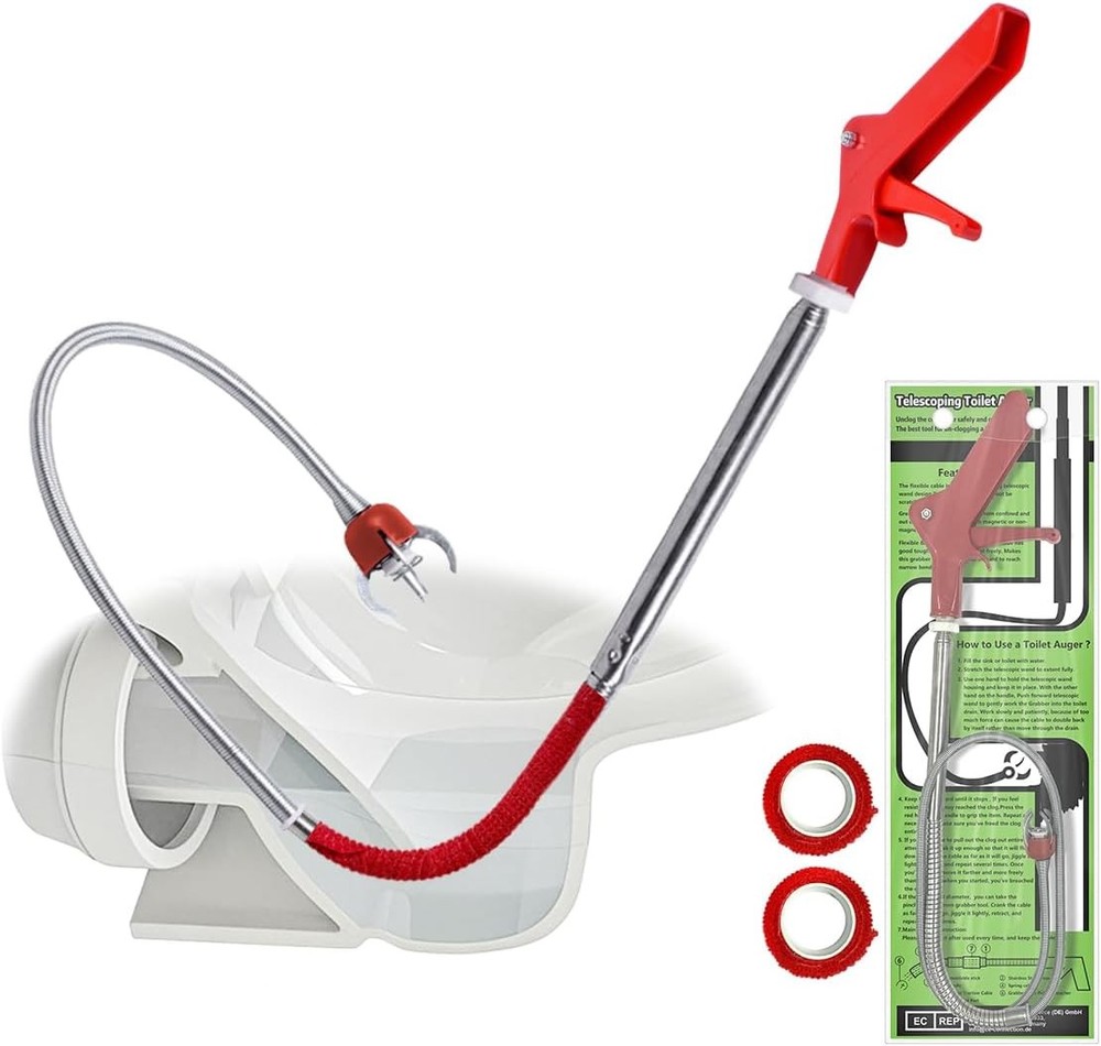 50 Inch Toilet Snake Drain Auger Cleaner Tool Upgraded Grabber Unclogger Clog