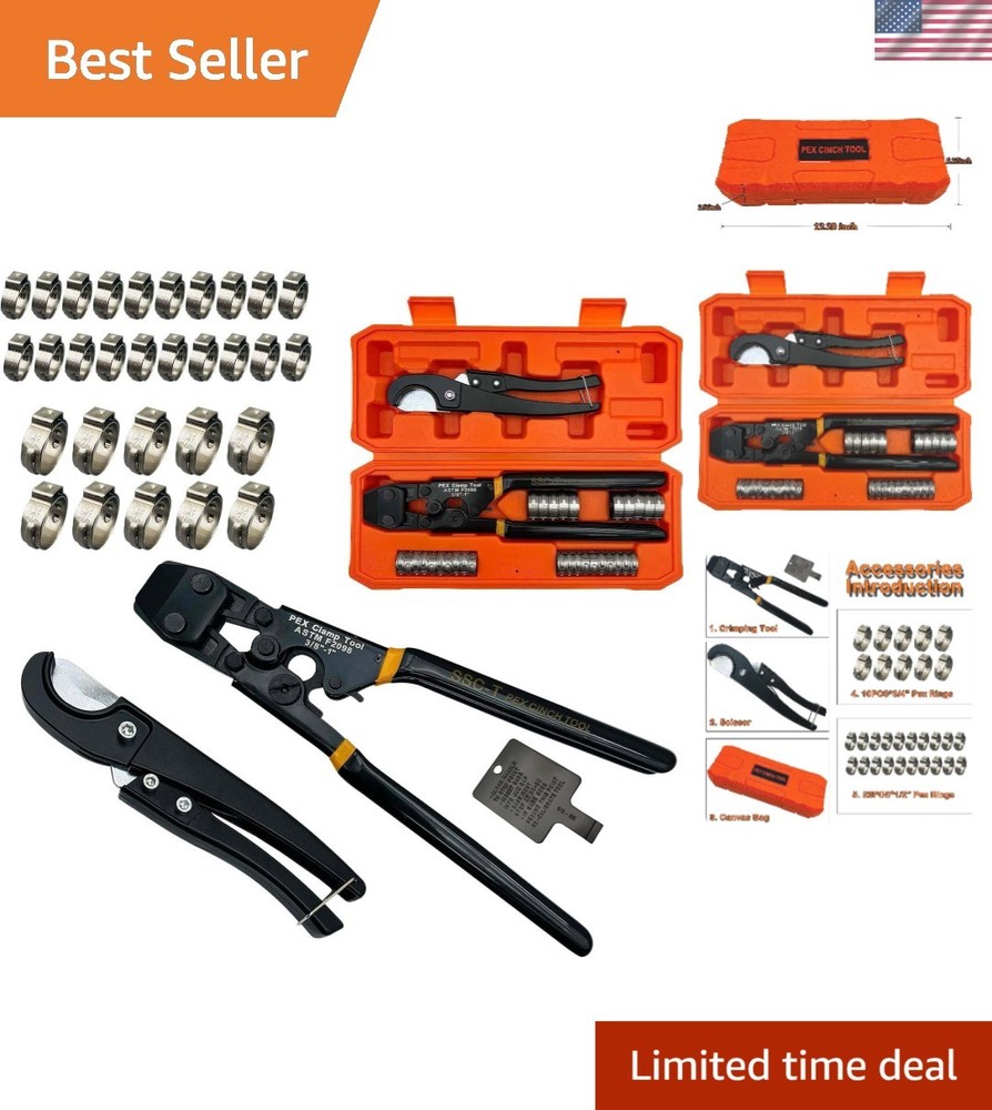 Universal PEX Crimping Tool for Stainless Steel Clamps &ndash; 20PCS + 10PCS Included