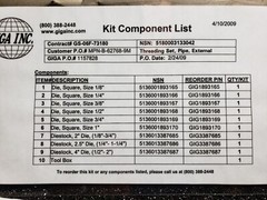 REED PIPE THREADING SET 6 Die 1/8&Prime;-1&Prime;; 3 Diestock 2&Prime;, 2.5&Prime; and 4&Prime;