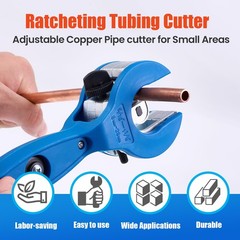 Ratcheting Tubing Cutter, Tube Cutter 5/16&Prime; to 1-1/8&Prime;, 2 in 1 Close Quarters &hellip;