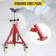 VEVOR Pipe Stand Fold-a-Jack V-Head 20-37 inch Height 12&Prime; Pipe 882 lb w/Casters