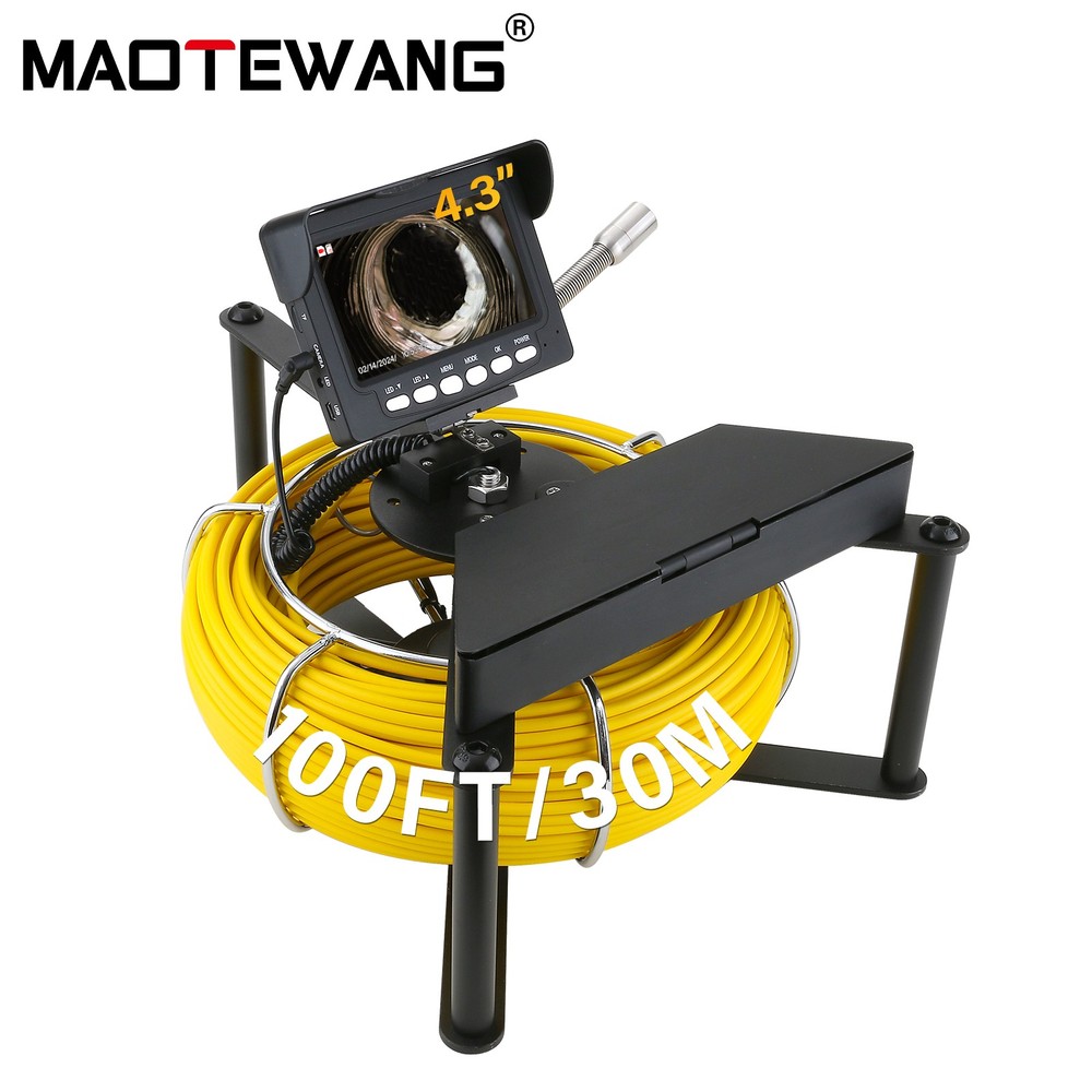 Sewer Pipe Inspection Camera 30m IP68 1000TVL New Drain Endoscope 4.3&Prime; Monitor