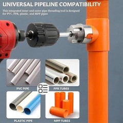 PVC Pipe Threading Tool Kit 3PCS 1/2 3/4 1in Internal External Threader