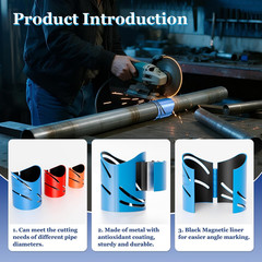 Metal Pipe Cutting Guide Kit Saddle Template 22.5 45 90 Magnetic Liner AntiShift