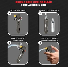 RedRock Gallo Drain Gun 5 CO2 Cartridges A/C Condensate Line Cleaner Tool