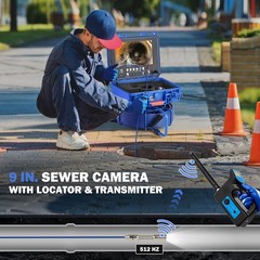 7&Prime; Self-Leveling Sewer Inspection Camera 164ft/50m Length Counter 512Hz Locator