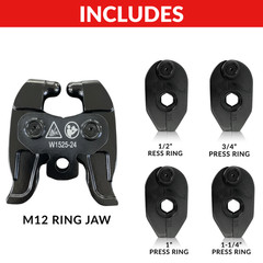 Universal Crimping jaw compatible with Milwaukee M12, Set 1/2 3/4 1&Prime;, for U.S.A.