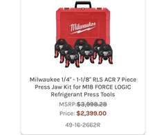 Milwaukee 49-16-2656R 7/8&Prime; RLS ACR Press Jaw for M18 Force Logic Press Tools
