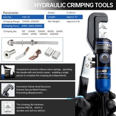 IBOSAD 1/8&rdquo; Wire Rope Crimping Tool,Hand Operated Hydraulic 12.2 inches, Blue