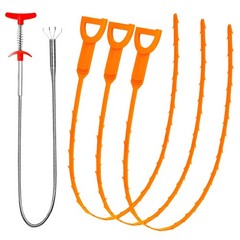 Drain Clog Remover, 25inch Snake Hair Remover(3pcs), 25 inch, Orange