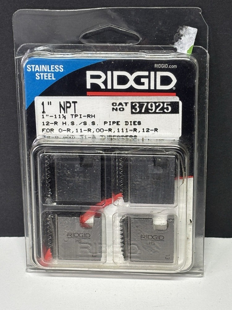 RIDGID Tool Company 1&rdquo; NPT 37925 1&rdquo;-1 1/2&rdquo; TPI-RH 12-R HS Pipe Dies for SS