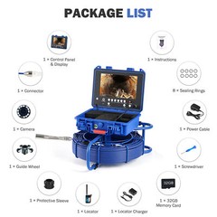 9&Prime; Self-Leveling Sewer Camera w 512Hz Locator 295ft/90m Meter Counter 720P 32GB