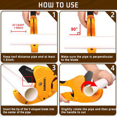 PVC Pipe Cutter, Cuts up to 2-1/2&Prime; PEX, PVC, PPR, Plastic Hoses& Plumbing Pipes,