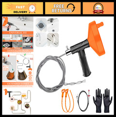 33ft Drain Snake Auger Tool &ndash; Heavy Duty Clog Remover for Sink, Toilet, Tub & Sh