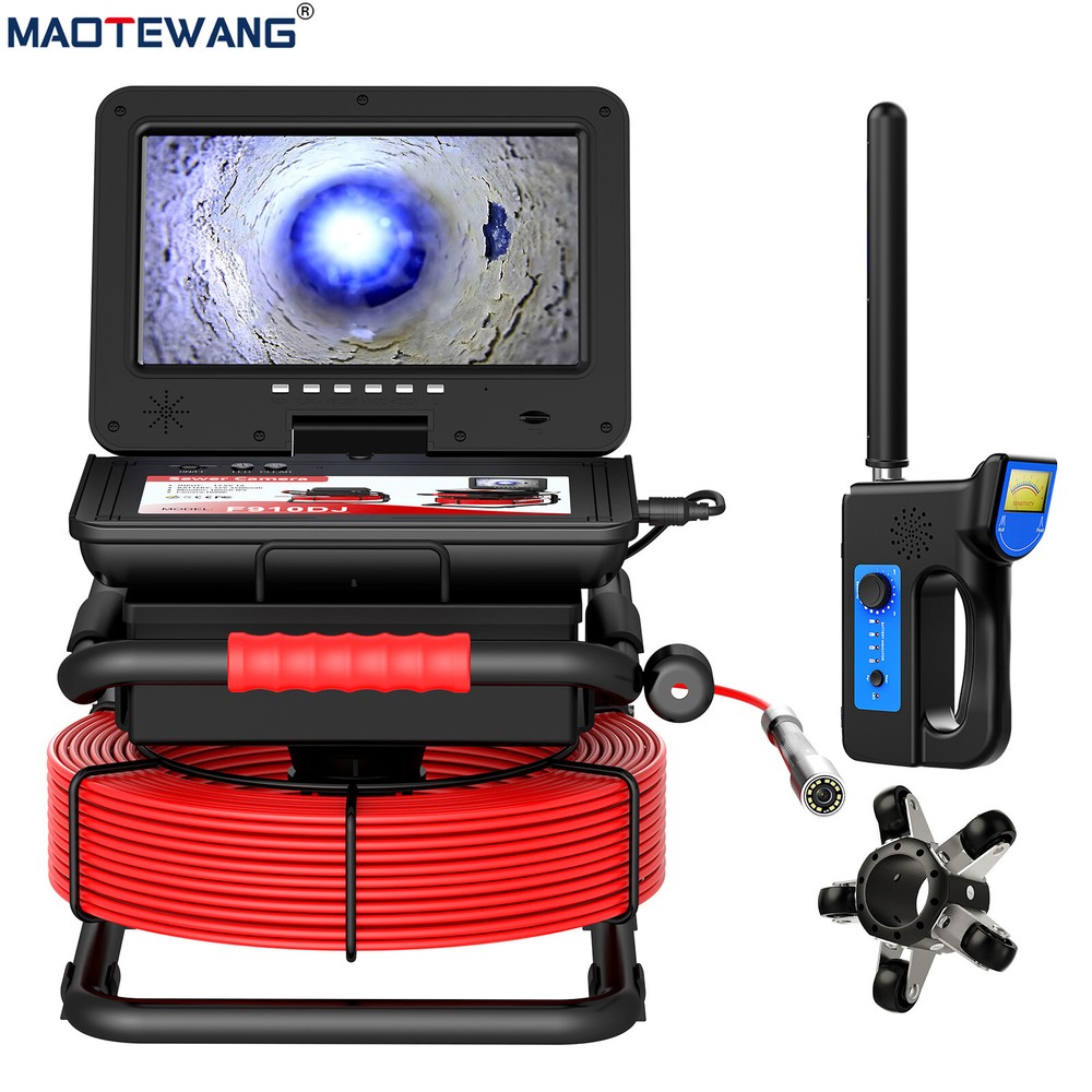 50M Sewer Drain Pipe Inspection Camera with 512hz Locator Self Leveling 10inch