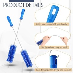 2 Pack Flexible Drain Brush &ndash; 19.7&Prime; Pipe Cleaning Tool for Shower & Tub, Blue