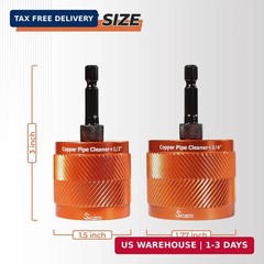 1/2&Prime; & 3/4&Prime; Metal Copper Pipe Cleaner Set,with 1/4 Hex Shank,Each Additional 2PC