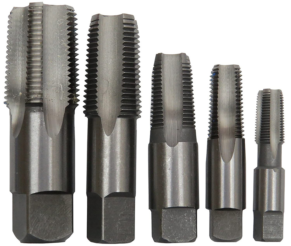 Drill America 5 Piece NPT Pipe Tap Set (1/8&Prime;, 1/4&Prime;, 3/8&Prime;, 1/2&Prime; and 3/4&Prime;), Pla&hellip;