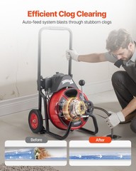 VEVOR Drain Cleaner Machine Electric Drain Auger 100 FT x 1/2 In Auto Feed