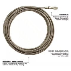 1/4&Prime; x 25 ft. Drop Head Cable: Plumbing Snake for Drain Cleaning