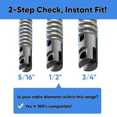 9-Piece Drain Auger Drill Attachment for 5/16&rdquo;-3/4&Prime; Cable, Heavy-Duty Black