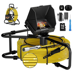 100Ft Waterproof Sewer Camera with 4.3&Prime; Screen & 16G TF Card for Plumbing