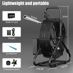 30M Drain Sewer Pipe Inspection Camera 23mm Industrial Endoscope 4.3&Prime; Monitor