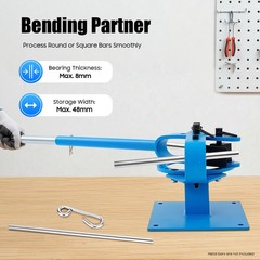 7 Dies Compact Metal Bender 1&Prime;-1/2&Prime; Bench Flat Bar Rod Bending Brake Bender