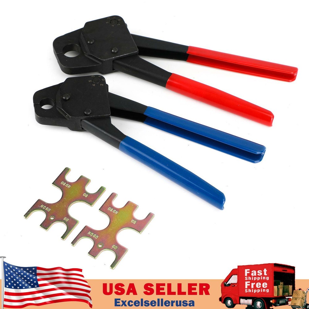 2 Pex Crimper 1/2&Prime; And 3/4&Prime; Plumbing Crimping Gonogo Set Angle Gauge Tools Combo